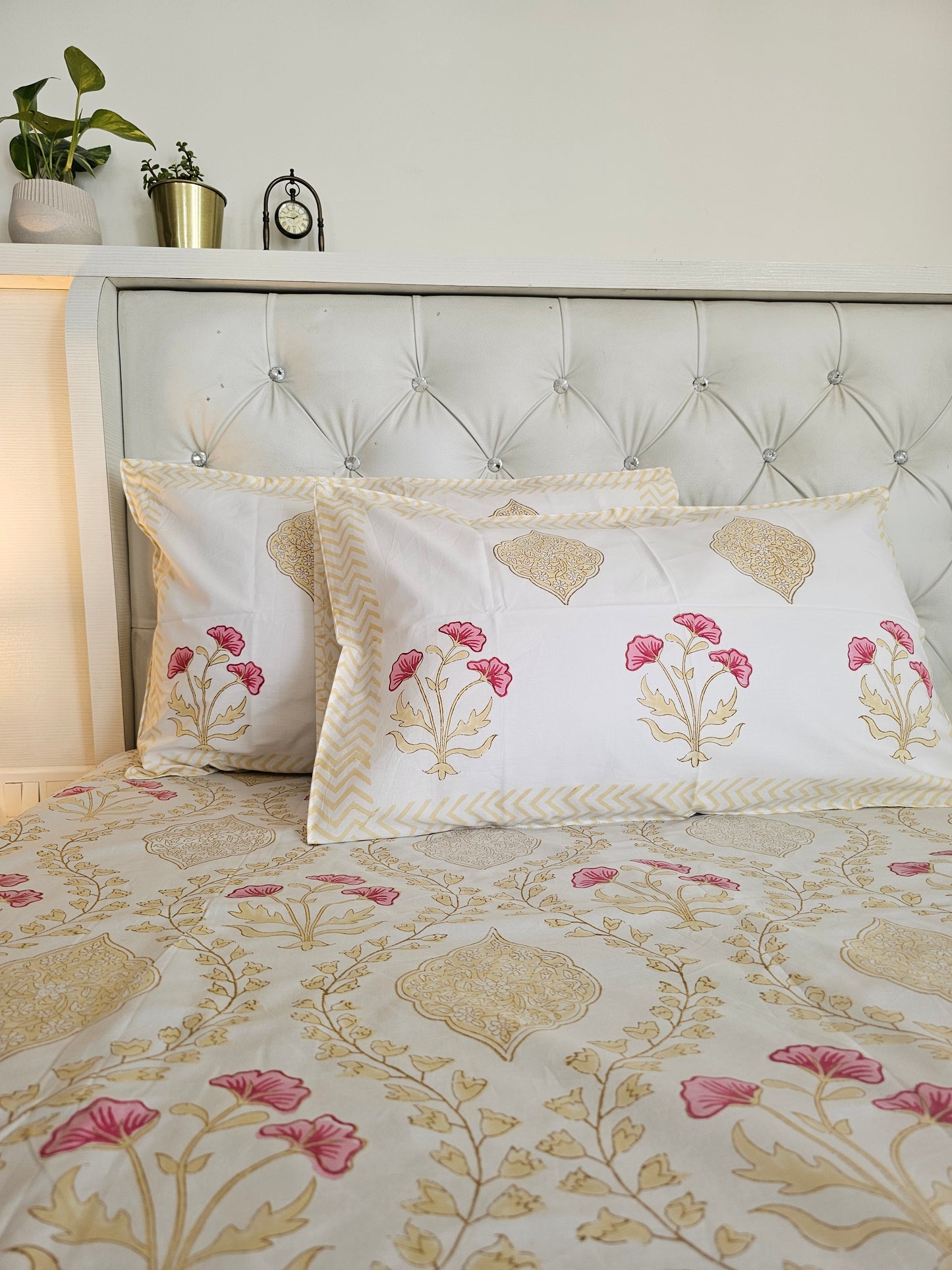 Earthy Elegance Handblock Print Pure Percale Cotton Bedsheet