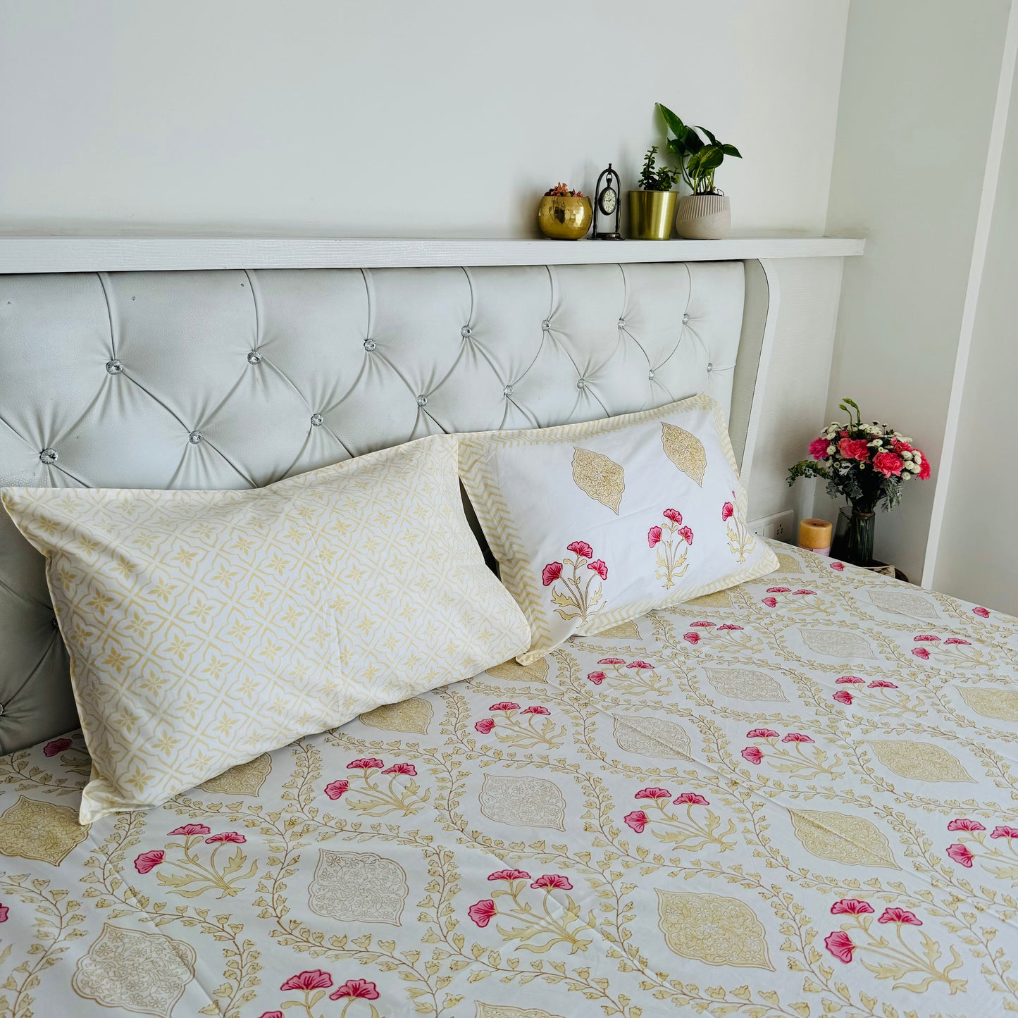 Earthy Elegance Handblock Print Pure Percale Cotton Bedsheet