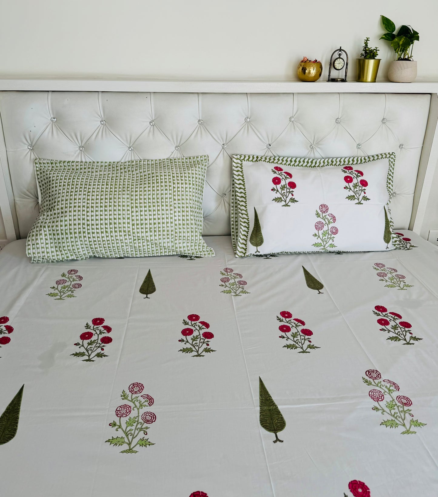 Scarlet Vine Handblock Print Pure Percale Cotton Bedsheet