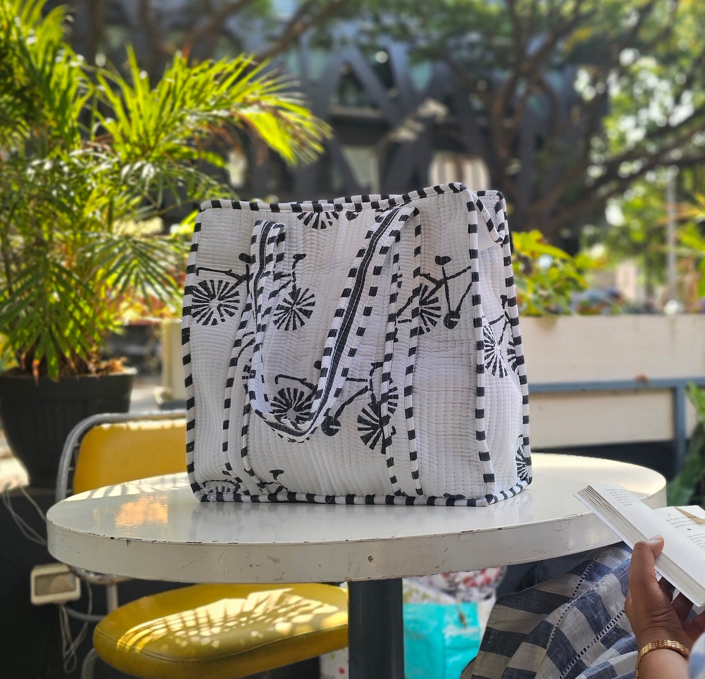 Handblock Quilted Tote Bag