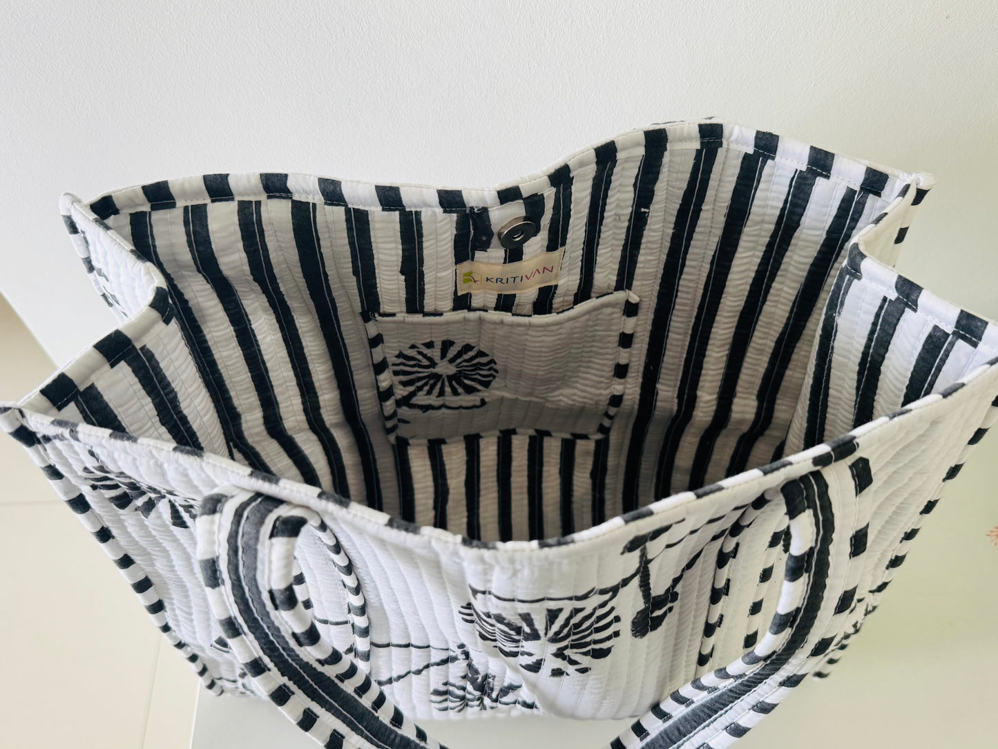 Handblock Quilted Tote Bag