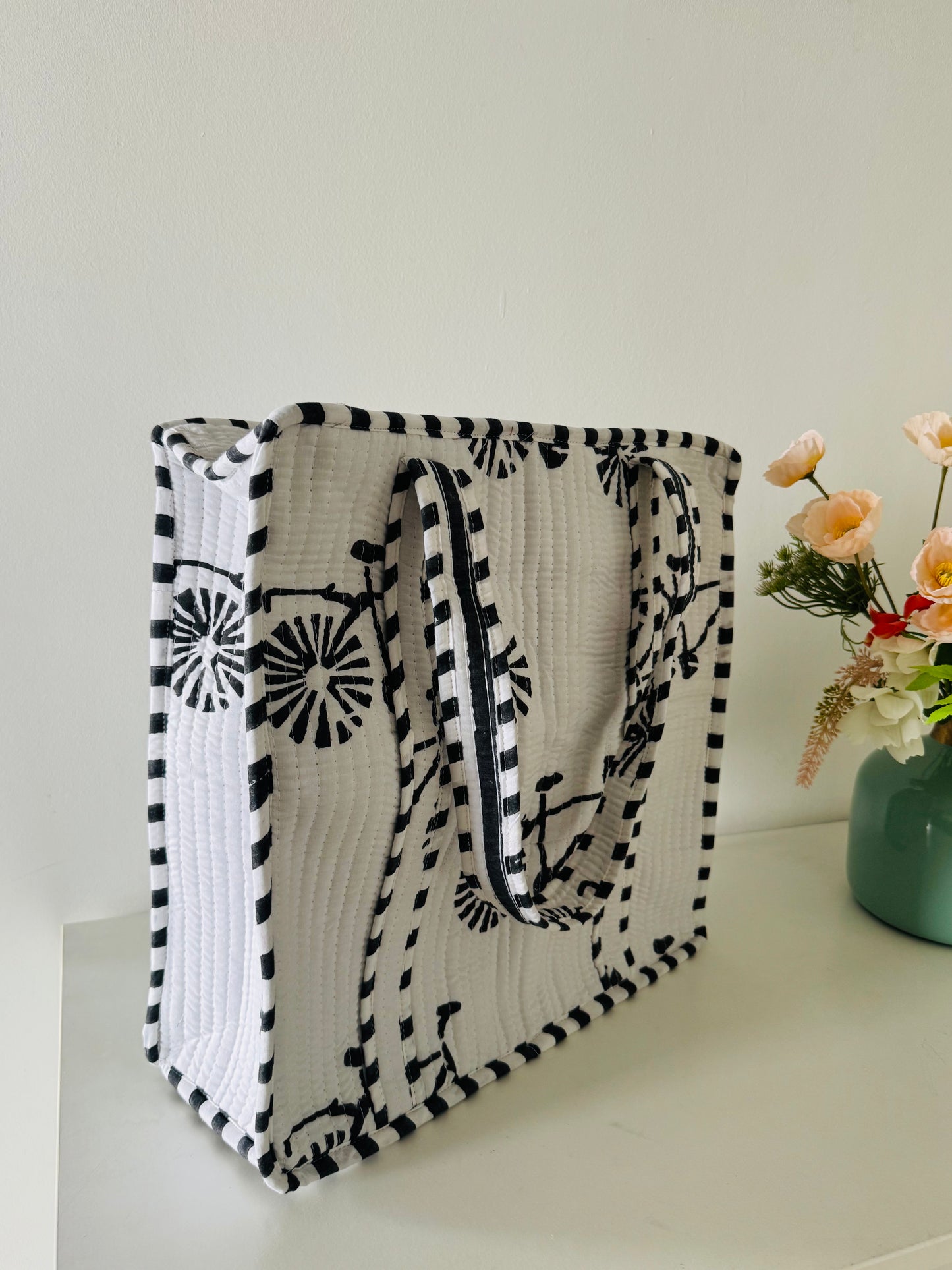 Handblock Quilted Tote Bag