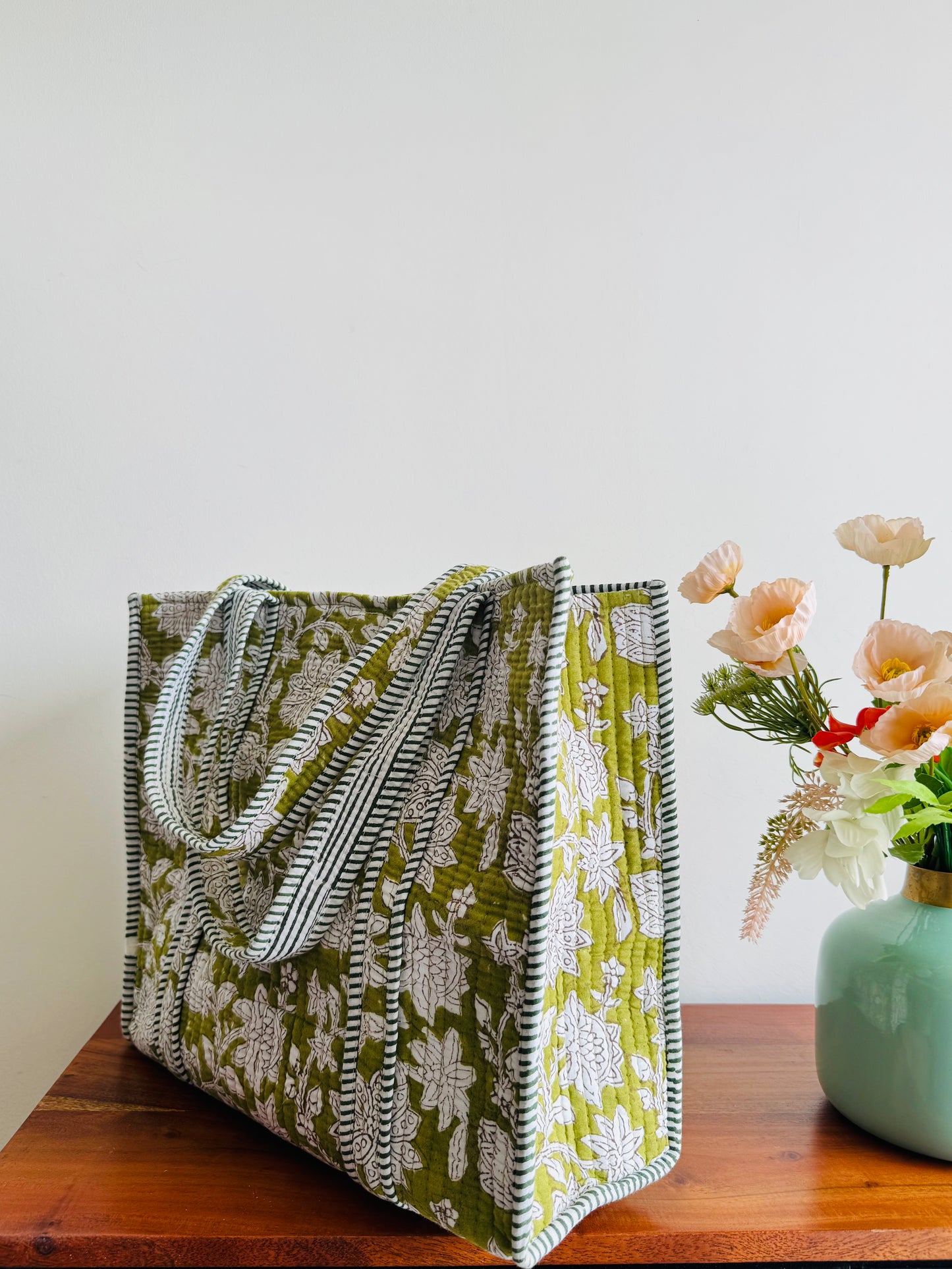 Handblock Quilted Tote Bag