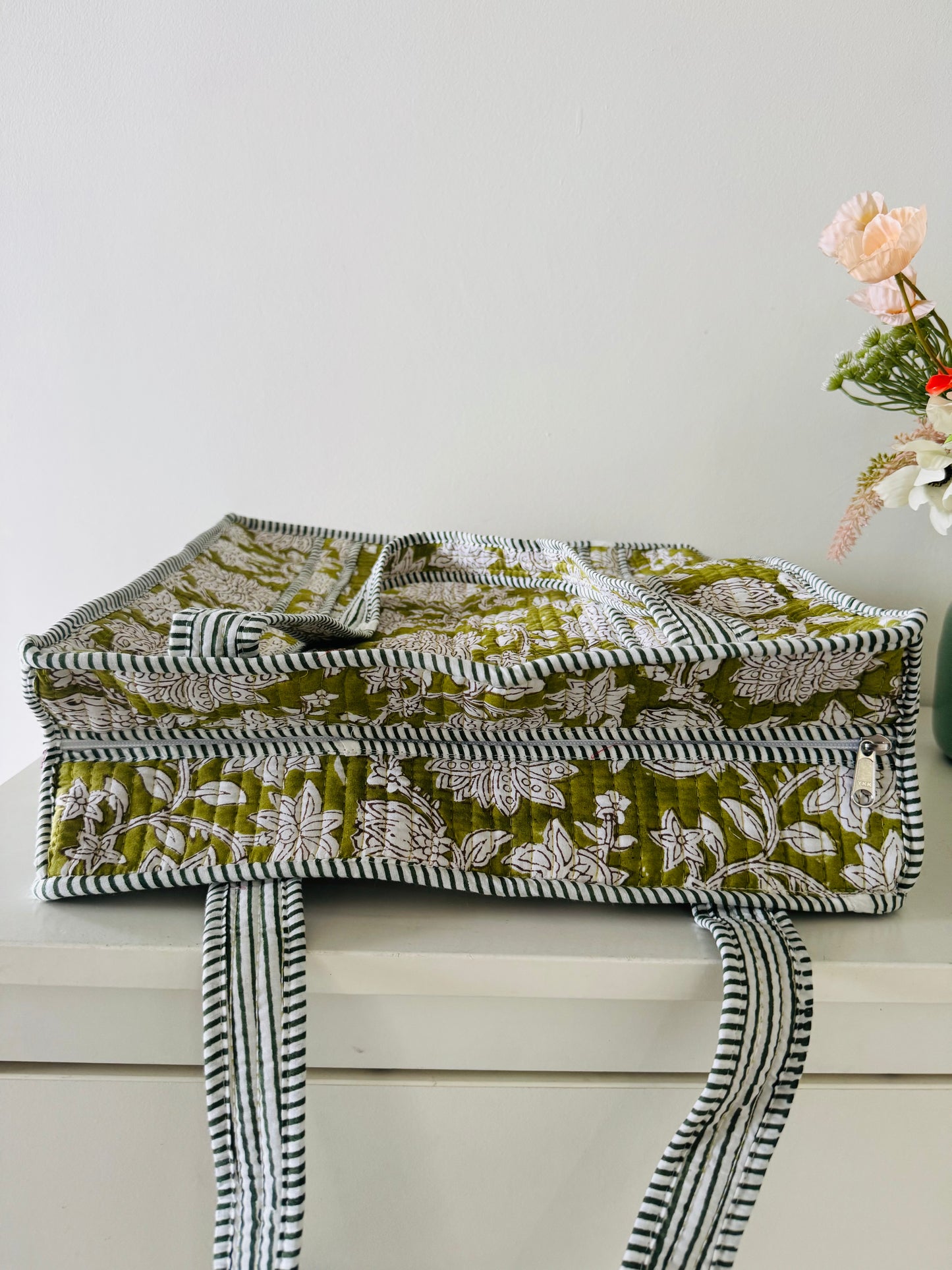 Handblock Quilted Tote Bag