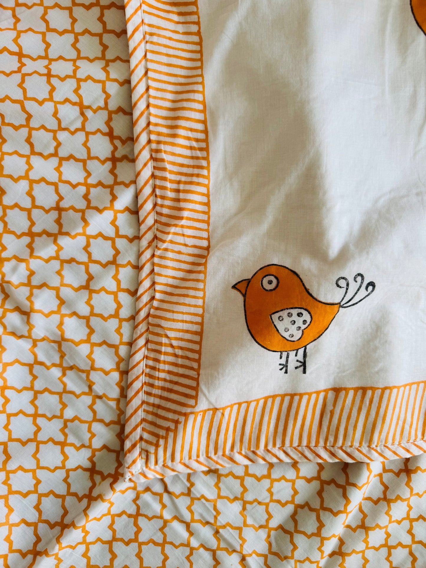 Bird Handblock Pure Mulmul Cotton Kids Dohar