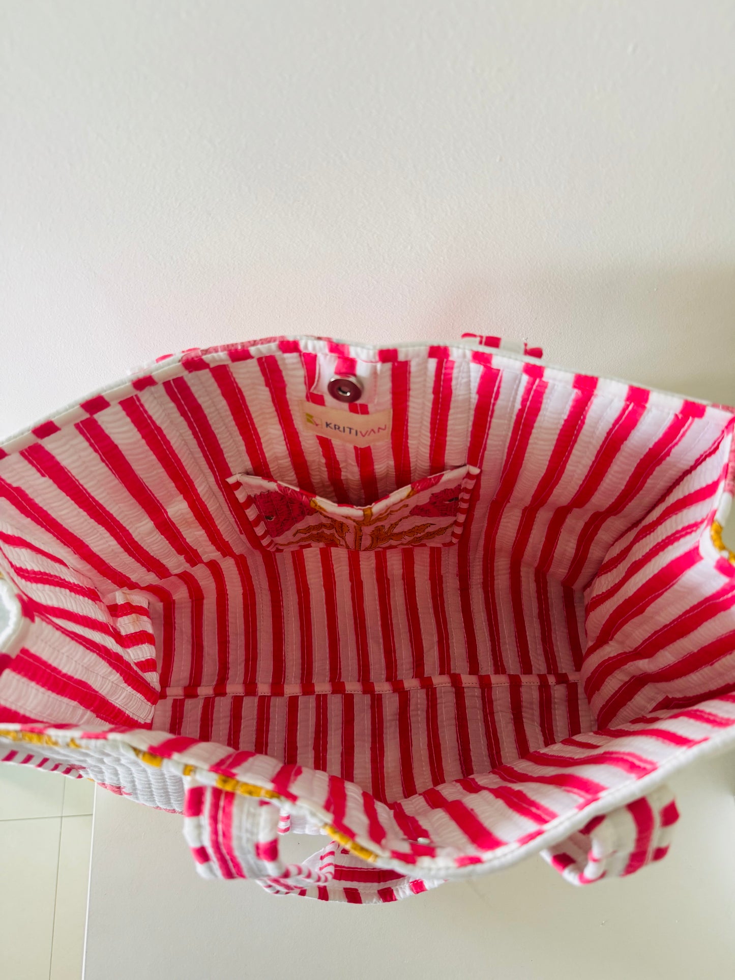 Handblock Quilted Tote Bag