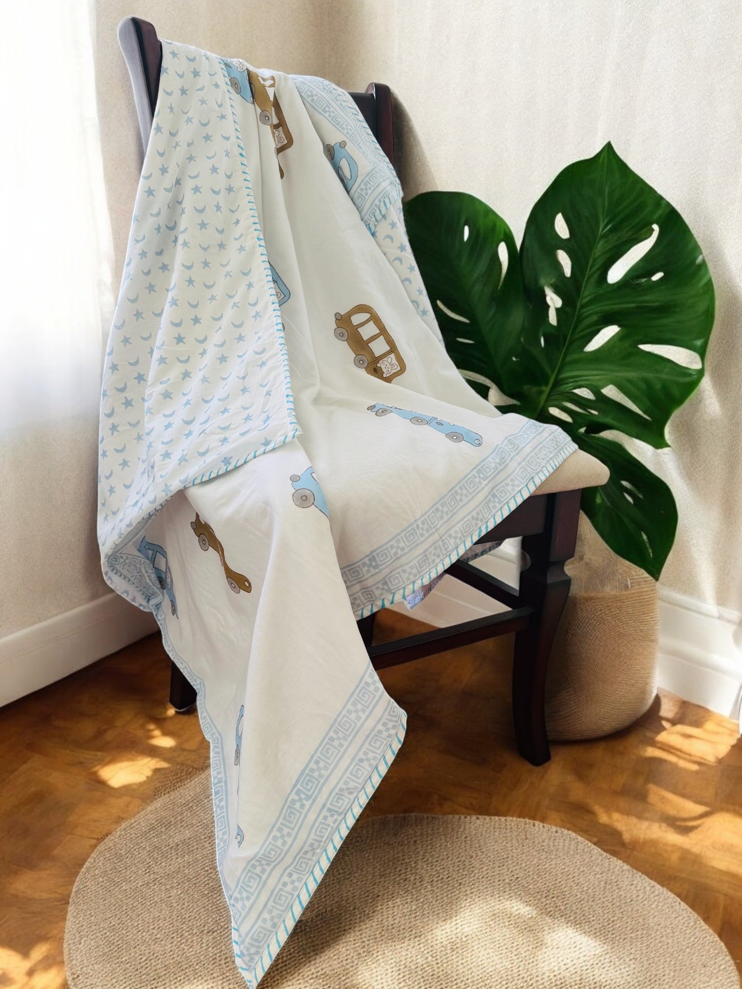 Car Handblock Pure Mulmul Cotton Kids Dohar