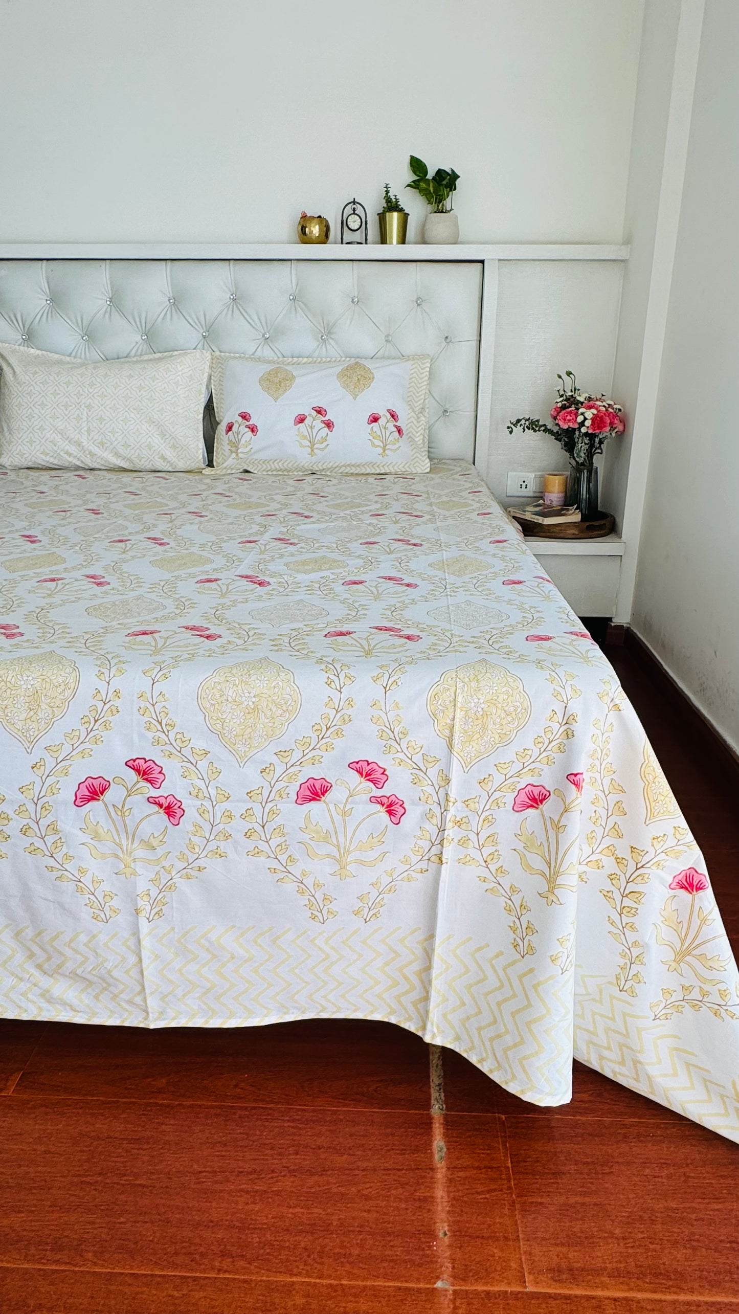 Earthy Elegance Handblock Print Pure Percale Cotton Bedsheet