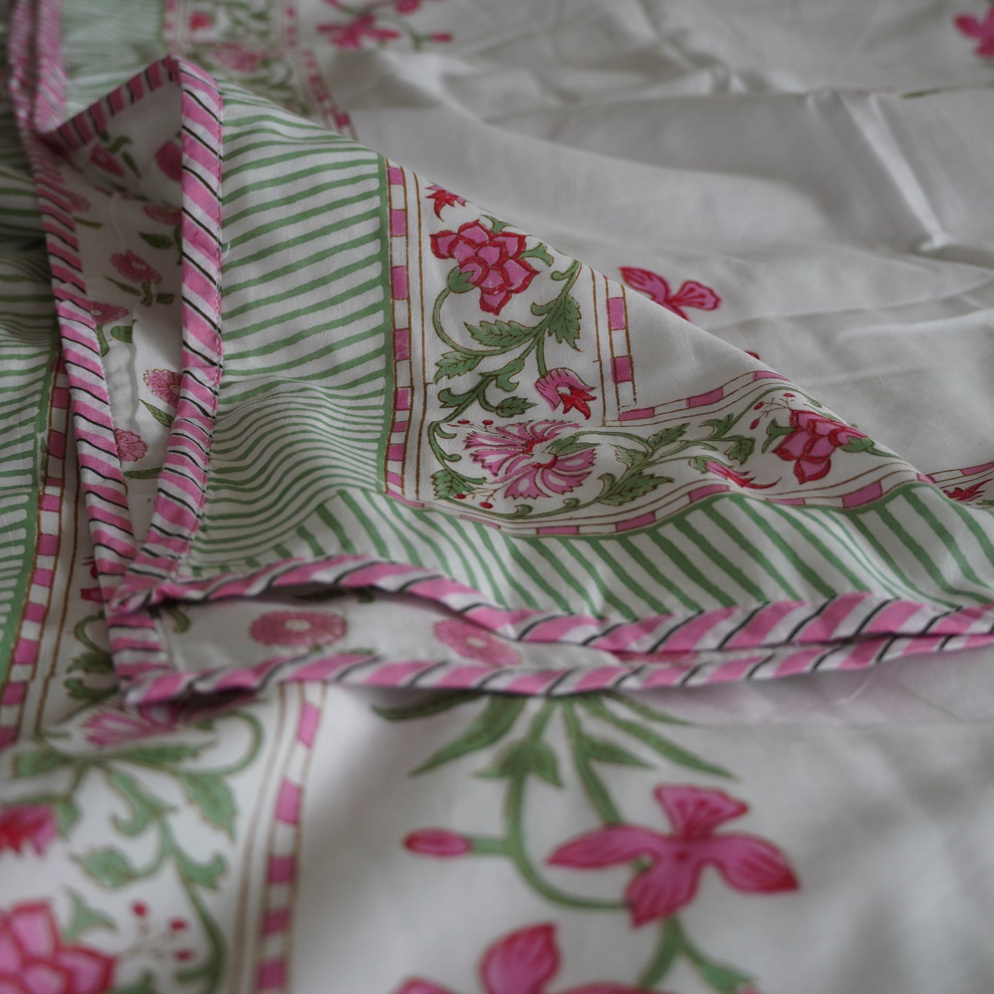 Phoolwari Handblock Print Pure Mul Cotton Dohar