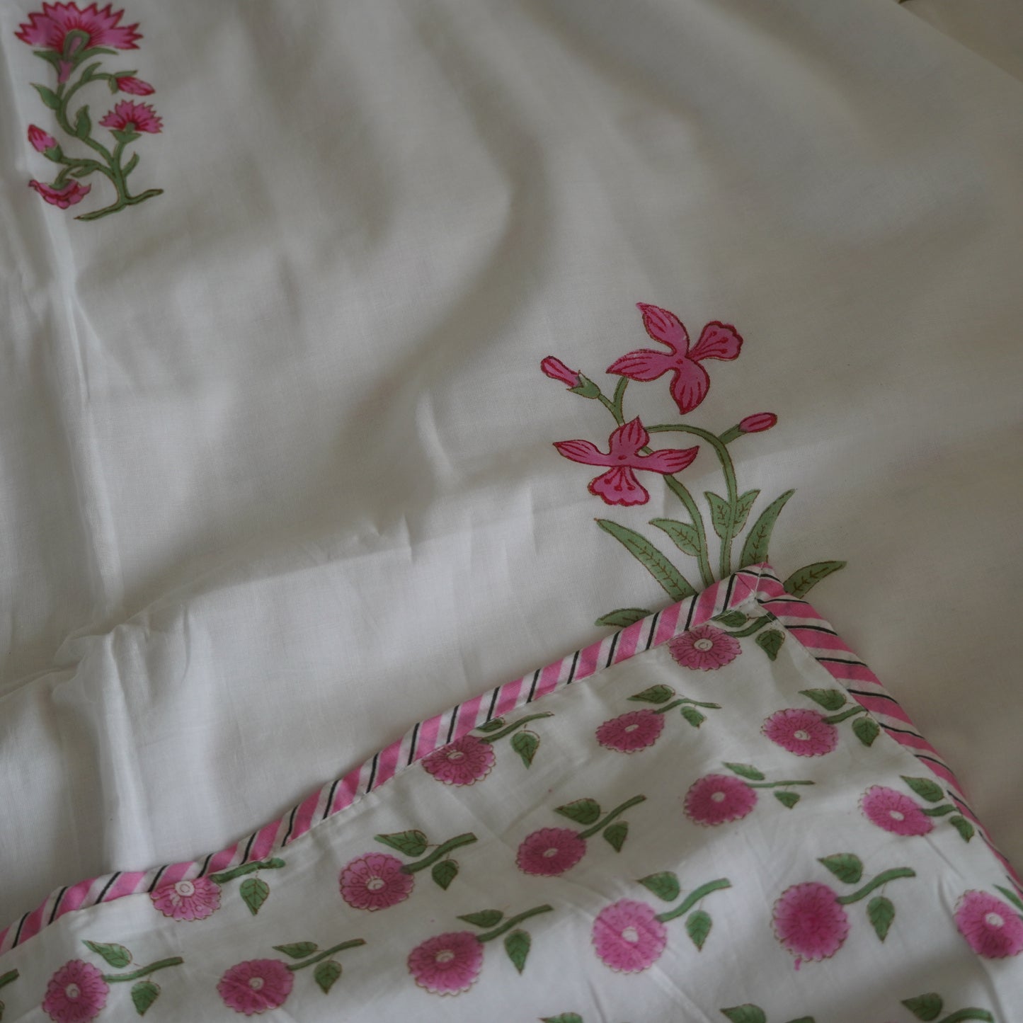 Phoolwari Handblock Print Pure Mul Cotton Dohar