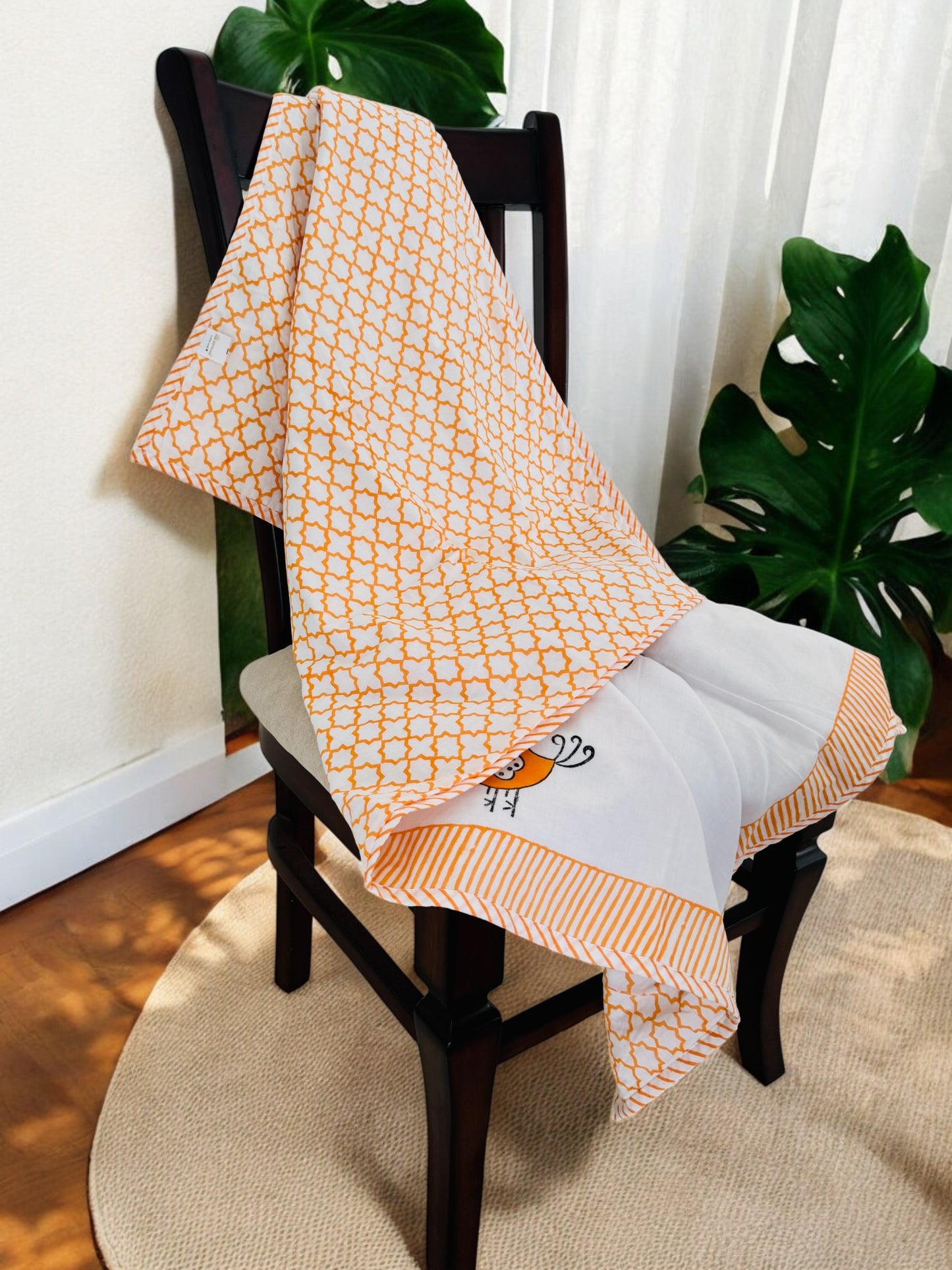 Bird Handblock Pure Mulmul Cotton Kids Dohar