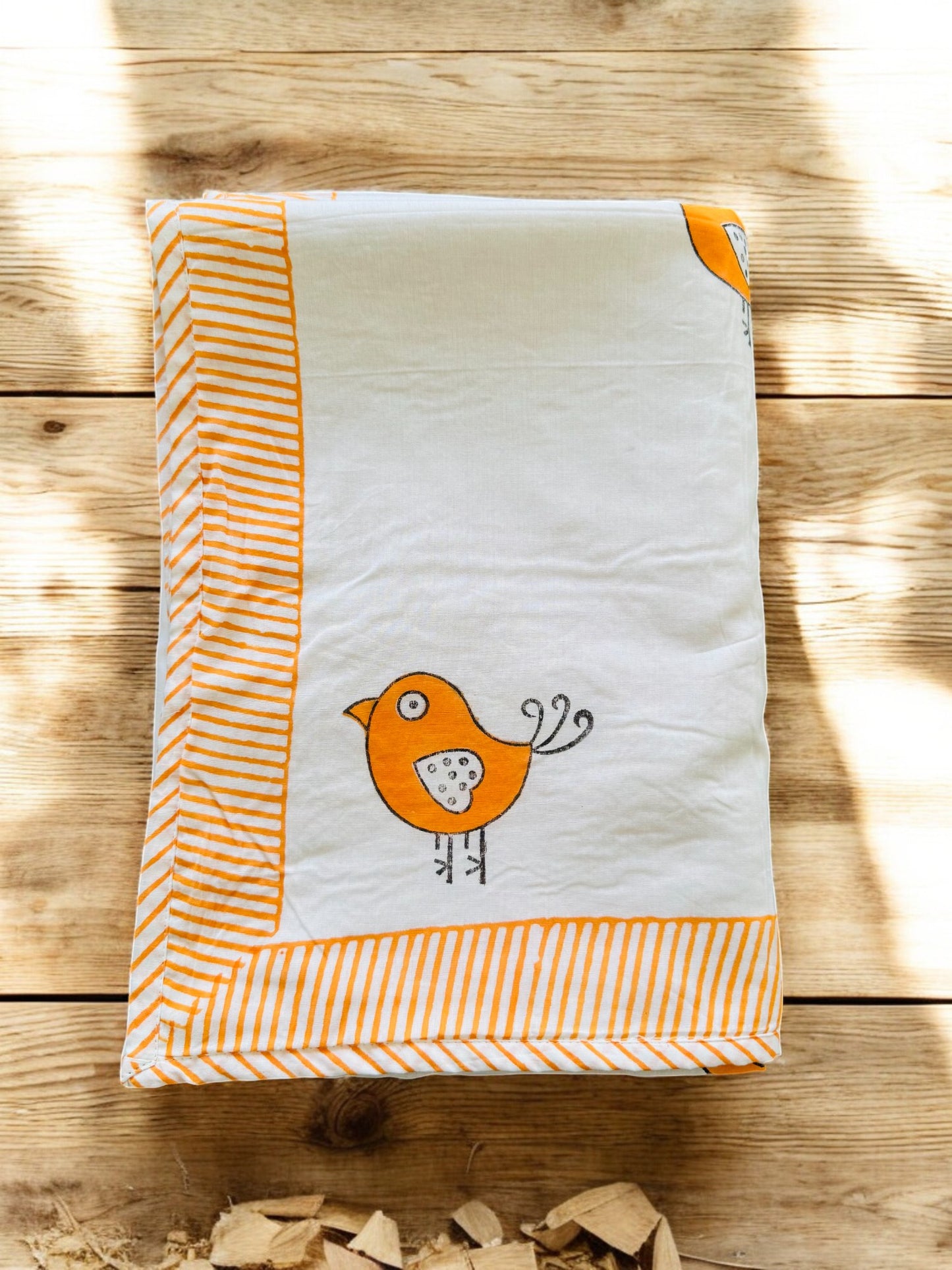 Bird Handblock Pure Mulmul Cotton Kids Dohar