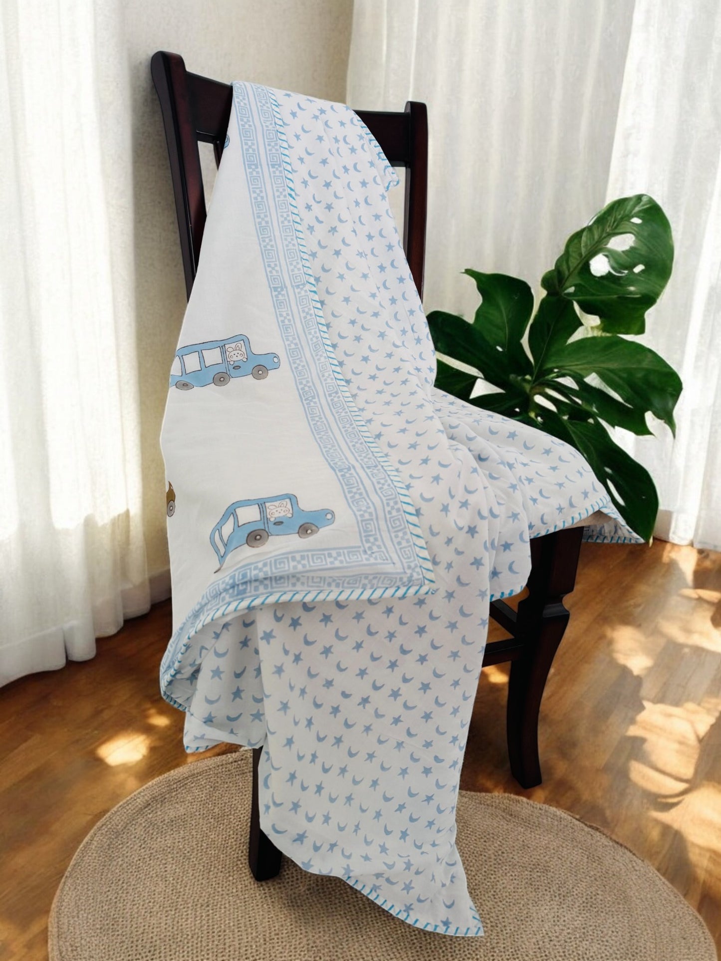 Car Handblock Pure Mulmul Cotton Kids Dohar