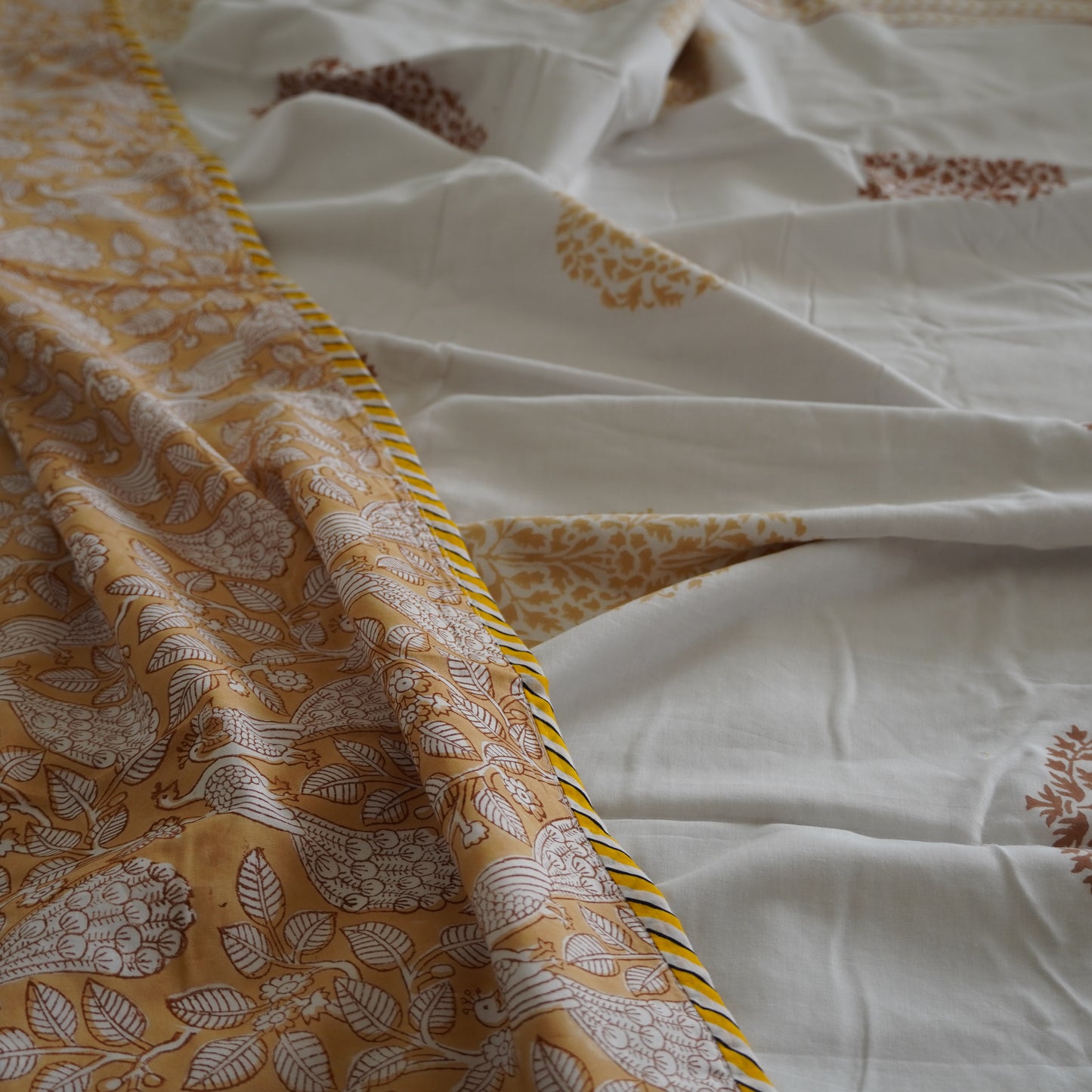 Hamsa Pushp Handblock Print Pure Mul Cotton Dohar