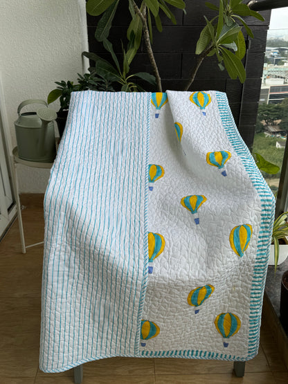 Balloon Handblock Kids Mulmul Quilt