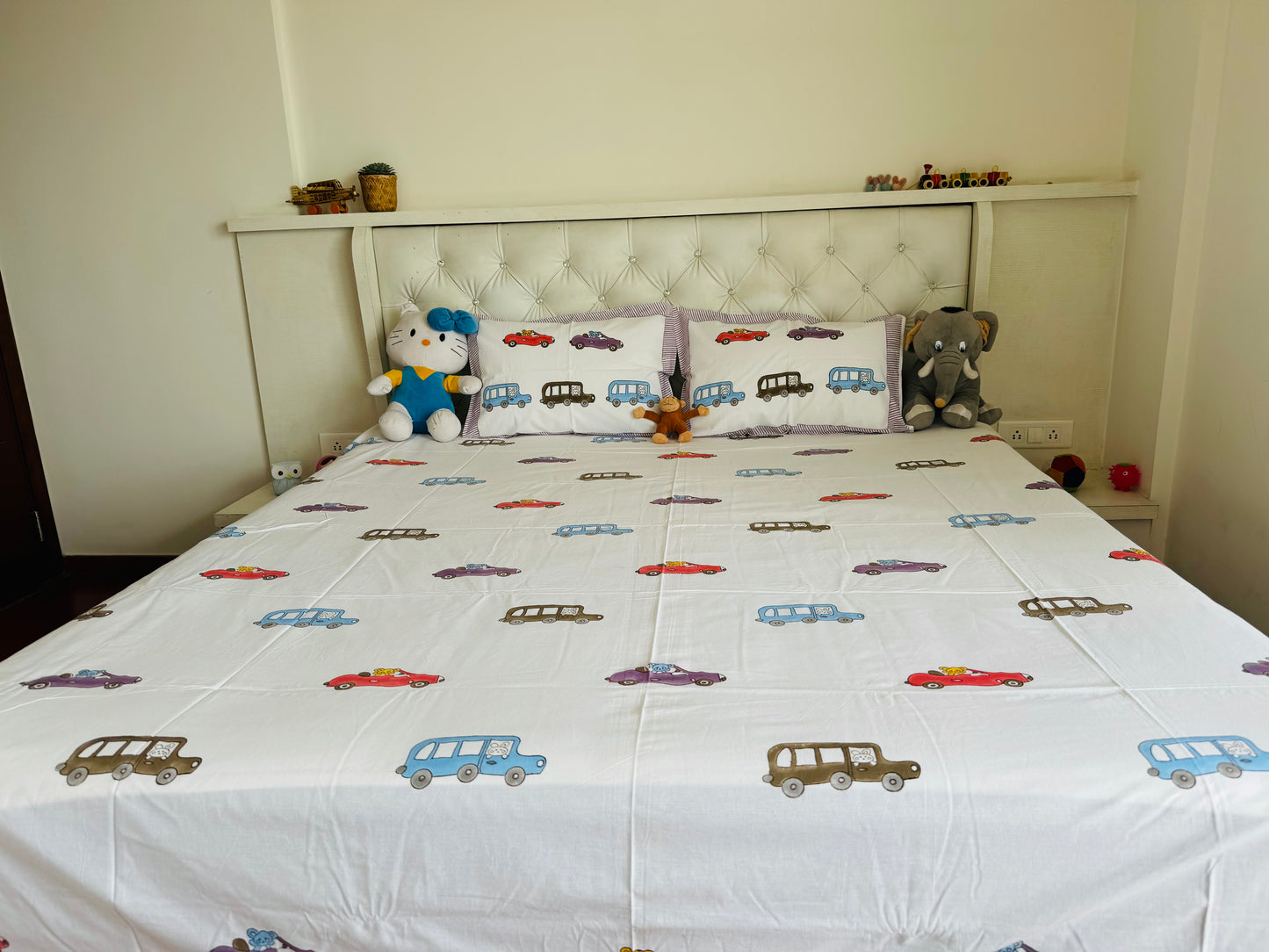 Vroom Vroom Handblock Percale Cotton Kids Bedsheet