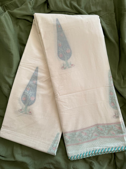 MistyHaven Handblock Print Pure Mul Cotton Reversible 3D Dohar