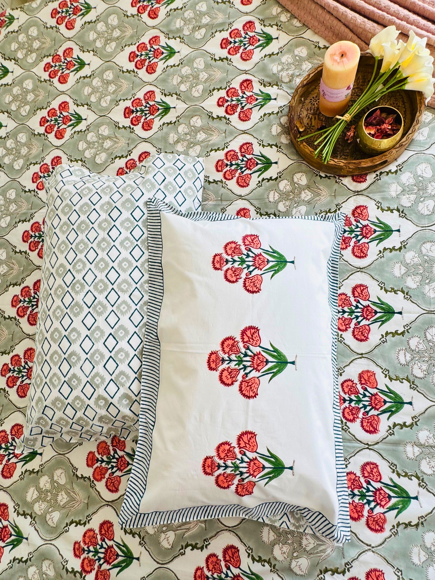 Opuluz Handblock Print Pure Percale Cotton Bedsheet