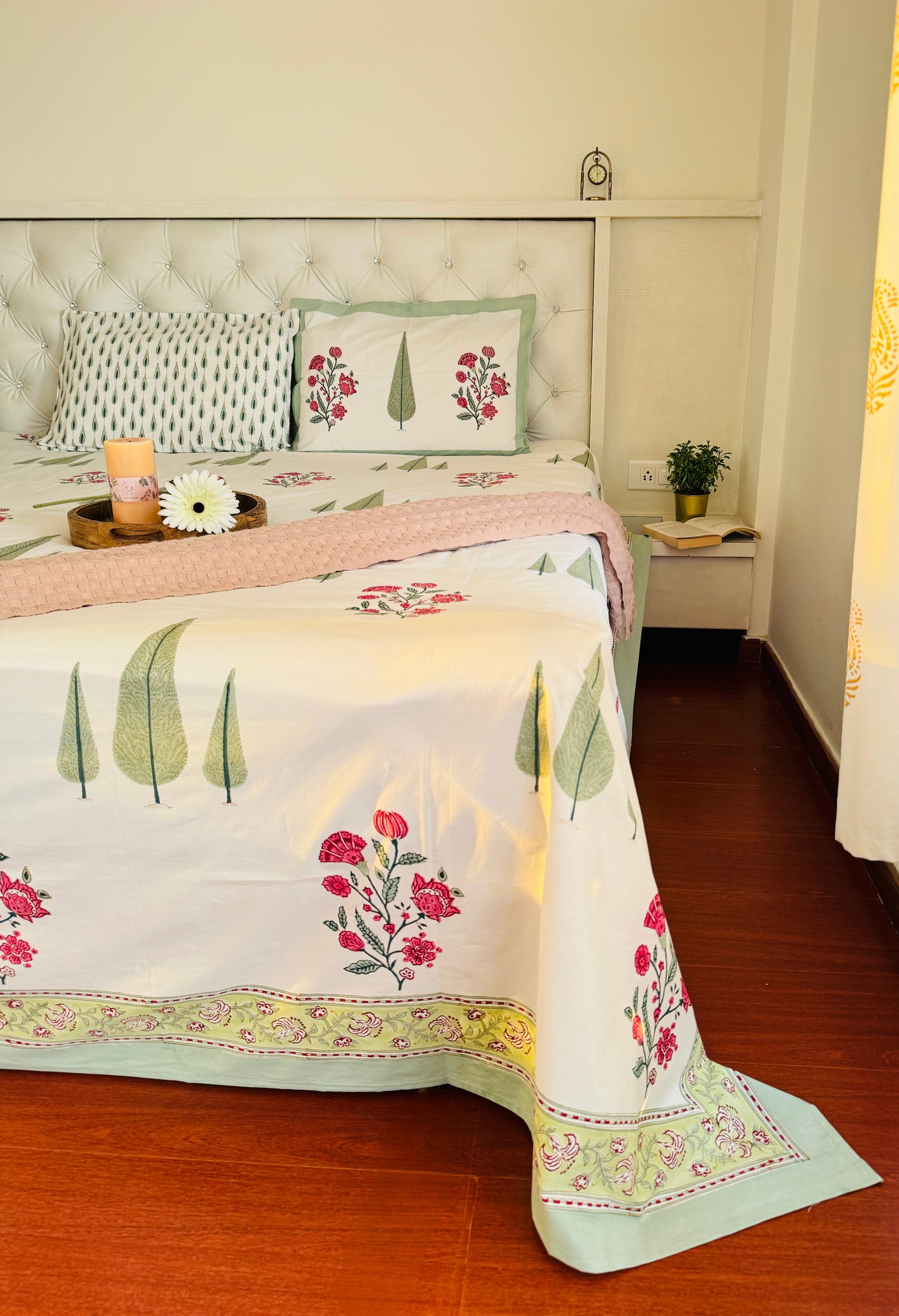 PetalLoom Handblock Print Pure Percale Cotton Bedsheet