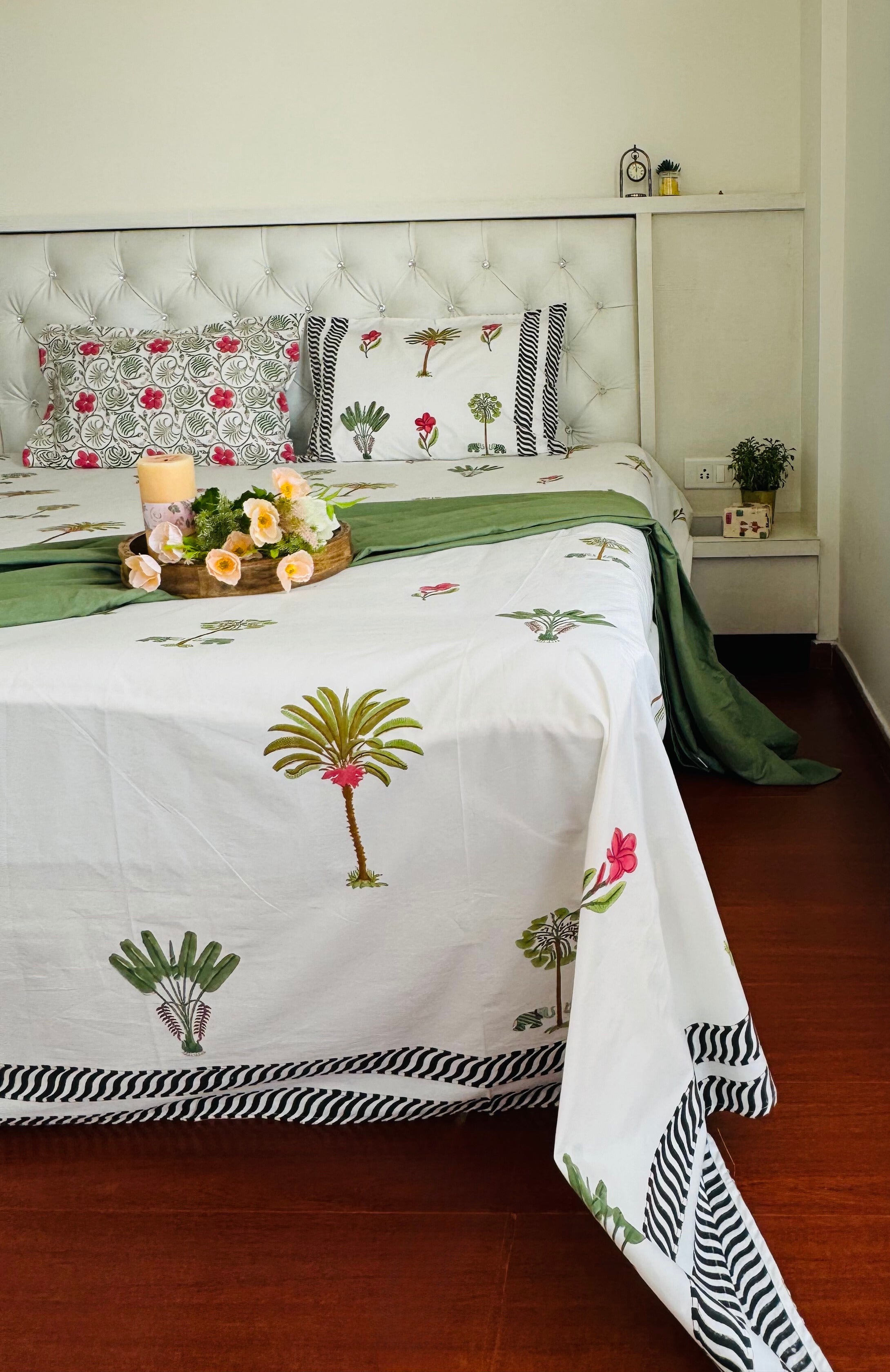 ZenGrove Handblock Print Pure Percale Cotton Bedsheet